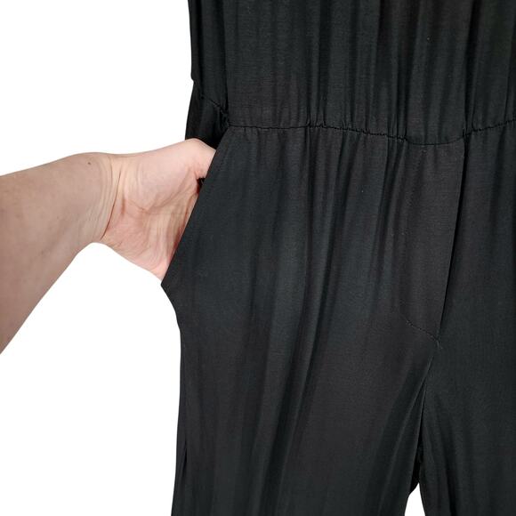 Trina Turk Halter Jumpsuit L Women Black Elastic Waist Sleeveless Resortwear NEW - Picture 7 of 9